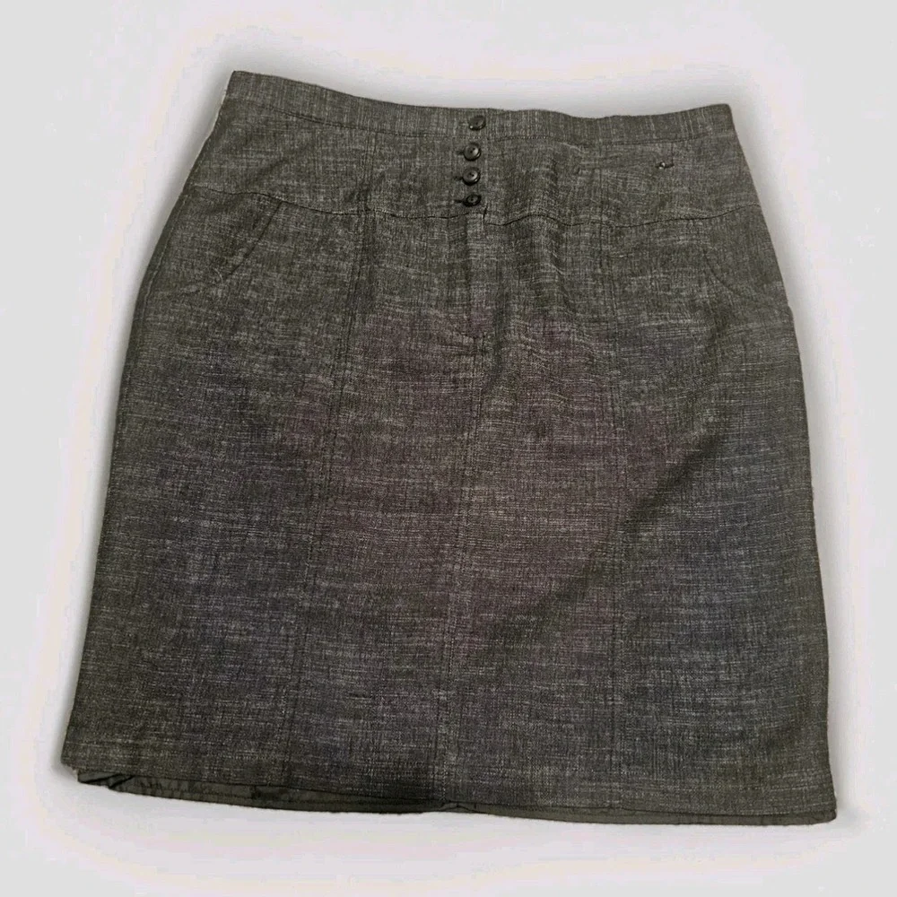 Women's XL Size 14 Gray Pencil Skirt Cotton Blend Stretch Lined Career Academia